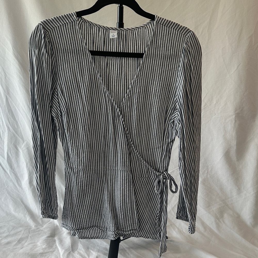 Old Navy Black and White Striped Blouse